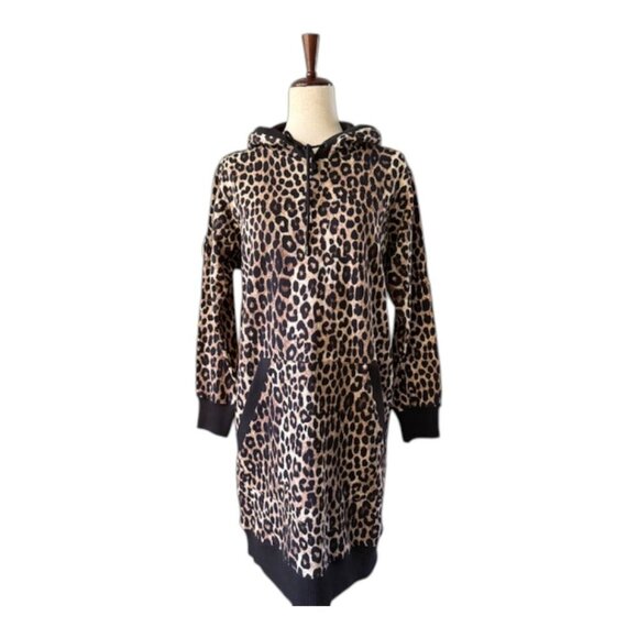 MICHAEL KORS NWT Women's Leopard Print Long Sleeve Cotton Terry Hoodie Dress Sml - Picture 5 of 16